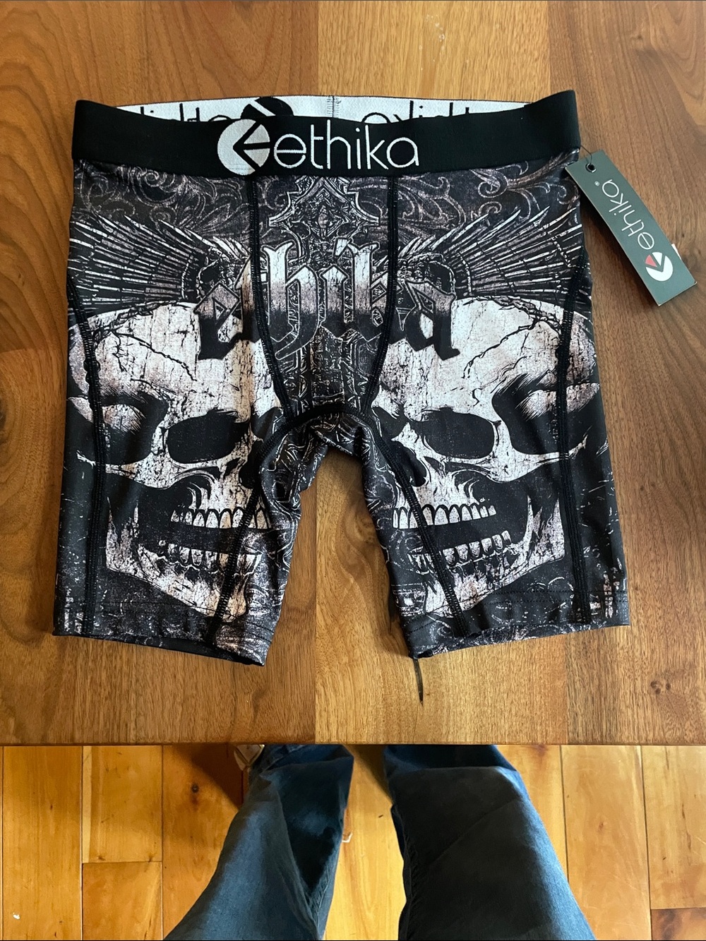 ethika Black and White Skull Print Boys' Boxer Briefs